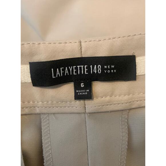 LaFayette 148 New York beige flat front straight legs pants size 6 - Picture 3 of 7